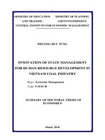Summary of Doctoral thesis of Economics: Innovation of state management for human resource development in Vietnam coal industry