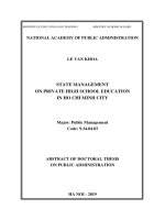 Abstract of Doctoral thesis on Public Administration: State management on private high school education in Ho Chi Minh city