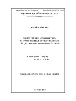 Tóm tắt luận án Tiến sĩ Nông nghiệp: Nghiên cứu khả năng phát triển và một số biện pháp kỹ thuật thâm canh cây quýt Sen (Citrus reticulata Blanco) ở Yên Bái