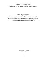 Tổng luận số 7/2019 chính sách phát triển nông nghiệp bền vững của một số quốc gia và một số khuyến nghị cho Việt Nam trong bối cảnh mới