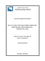 Tóm tắt luận văn Thạc sĩ: Quản lý nhà nước hoạt động thống kê trên địa bàn thị xã Điện Bàn, tỉnh Quảng Nam