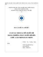 Tiểu luận: Cách xác định sai số chuẩn độ trong phương pháp chuẩn độ đơn chức Acid mạnh-Base mạnh