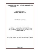 Summary of Ph.D in Public Management thesis: Improving the quality of inspection and handling of regulatory documents of the provincial people