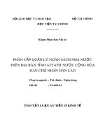 Tóm tắt luận án Tiến sĩ Kinh tế: Phân cấp quản lý ngân sách nhà nước trên địa bàn tỉnh Attapư nước Cộng hòa dân chủ nhân dân Lào