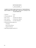 Đề tài khoa học: Nghiên cứu một số biện pháp quản lý theo dõi hoạt động nghiên cứu khoa học và đề xuất vận dụng vào ngành Thống kê