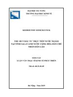Tóm tắt luận văn Thạc sĩ: Thu hút đầu tư trực tiếp nước ngoài tại tỉnh Salavanh, nước Cộng hòa Dân chủ Nhân dân Lào