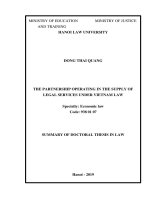 Summary of Doctoral thesis in Law: The partnership operating in the supply of legal services under Vietnam law