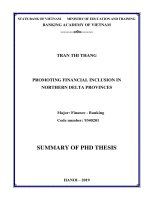 Summary of PhD thesis: Promoting financial inclusion in Northern Delta Provinces
