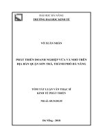 Tóm tắt luận văn Thạc sĩ Kinh tế phát triển: Phát triển doanh nghiệp vừa và nhỏ trên địa bàn quận Sơn Trà, thành phố Đà Nẵng