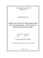 Pháp luật về quản lý thuế trong lĩnh vực xuất nhập khẩu   thực trạng và phương hướng hoàn thiện 