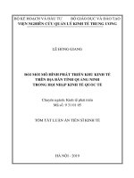 Tóm tắt Luận án Tiến sỹ Kinh tế: Đổi mới mô hình phát triển khu kinh tế trên địa bàn tỉnh Quảng Ninh trong hội nhập kinh tế quốc tế