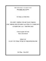 Tóm tắt luận văn Thạc sĩ: Tổ chức thông tin kế toán trong chu trình chuyển đổi tại Công ty TNHH MTV Cơ Khí Chu Lai – Trường Hải