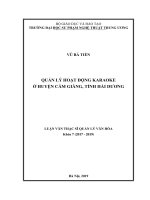 Luận văn Thạc sĩ Quản lý văn hóa: Quản lý hoạt động Karaoke ở huyện Cẩm Giàng, tỉnh Hải Dương