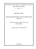 Tóm tắt luận án Tiến sĩ Kinh tế: Chính sách kiều hối phục vụ phát triển kinh tế Việt Nam