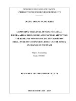 Summary of the dissertation: Measuring the level of non-financial information disclosure and factors affecting the level of non-financial information disclosure of companies listed on the stock exchange in Vietnam