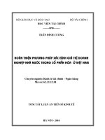 Tóm tắt luận văn Tiến sĩ Kinh tế: Hoàn thiện phương pháp xác định giá trị doanh nghiệp nhà nước trong cổ phần hóa ở Việt Nam