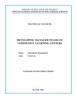 Summary of doctoral thesis: Developing manager teams of Community Learning centers