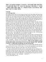 Một vài kinh nghiệm áp dụng tích hợp môi trường và liên hệ thực tế vào các bài dạy chương 2  nitơ – phốt pho (hóa học 11 ) nhằm nấng cao hứng thú học tập của học sinh 