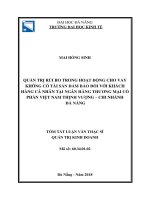Tóm tắt luận văn Thạc sĩ Quản trị kinh doanh: Quản trị rủi ro trong hoạt động cho vay không có tài sản đảm bảo đối với khách hàng cá nhân tại Ngân hàng thương mại cổ phần Việt Nam Thịnh