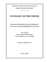 Summary of PhD thesis: Enhancing information transparency of state-owned enterprises in Vietnam