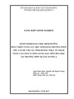 Kinh nghiệm dạy học định hướng phát triển năng lực học sinh bằng phương pháp nêu vấn đề với các tình huống thực tế nhằm nâng cao chất lượng giảng dạy môn hóa học tại trường THPT quảng xương 4 