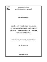 Tóm tắt luận văn Thạc sĩ: Nghiên cứu về công bố thông tin về EPS trong báo cáo tài chính của các công ty niêm yết ở Việt Nam