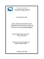 Tóm tắt luận văn Thạc sĩ: Phát triển sinh kế bền vững cho đồng bào dân tộc thiểu số huyện An Lão, tỉnh Bình Định