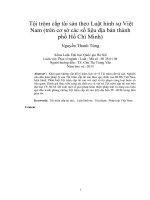 Tội trộm cắp tài sản theo luật hình sự việt nam (trên cơ sở các số liệu địa bàn thành phố hồ chí minh) 