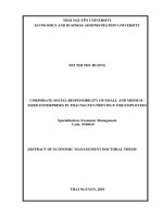 Abstract of Economic management Doctoral thesis: Scorporate social responsibility of small and medium - Sized enterprises in Thai Nguyen province for employees