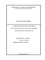 MỘT số PHƯƠNG PHÁP HƯỚNG dẫn học SINH lớp 12 TRƯỜNG THPT QUẢNG XƯƠNG i TRẢ lời NHANH câu hỏi TRẮC NGHIỆM NHẬN DẠNG đồ THỊ hàm số 