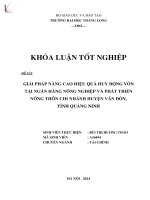 Khóa luận tốt nghiệp: Giải pháp nâng cao hiệu quả huy động vốn tại Ngân hàng Nông nghiệp và Phát triển nông thôn chi nhánh huyện Vân Đồn, tỉnh Quảng Ninh