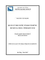 Tóm tắt luận văn Thạc sĩ: Quản lý nhà nước về bảo vệ rừng, huyện Sa Thầy – Kon Tum