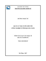 Tóm tắt luận văn Thạc sĩ: Quản lý nhà nước đối với công nghiệp ở tỉnh Quảng Ngãi