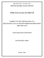 Tóm tắt luận án Tiến sĩ: Nghiên cứu mức độ hài lòng của khách hàng tại các doanh nghiệp Bảo hiểm Nhân thọ Việt Nam
