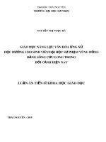 Luận án Tiến sĩ Khoa học Giáo dục: Giáo dục năng lực văn hóa ứng xử học đường cho sinh viên đại học sư phạm vùng đồng bằng sông Cửu Long trong bối cảnh hiện nay