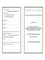 Summary of the Dissertation: Managing the quality of medical examination and treatment at public hospital in Viet Nam