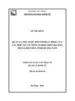 Tóm tắt luận văn Thạc sĩ: Quản lý nhà nước đối với hoạt động của các hợp tác xã nông nghiệp trên địa bàn thị xã Điện Bàn, tỉnh Quảng Nam