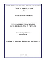 Summary of Doctoral dissertation in Economics: Sustainable development of commercial banks in Vietnam