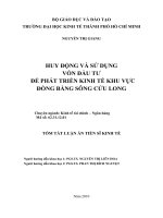 Tóm tắt luận văn Tiến sĩ Kinh tế: Huy động và sử dụng vốn đầu tư để phát triển kinh tế khu vực đồng bằng Sông Cửu Long