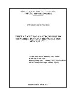 Thiết kế, chế tạo và sử dụng một số thí nghiệm đơn giản trong dạy học môn vật lý 11 