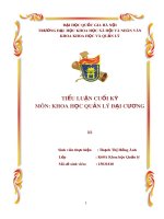 Tiểu luận cuối kỳ môn: Khoa học quản lý đại cương