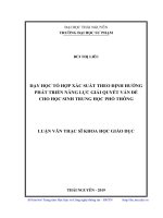 Dạy học tổ hợp xác suất theo định hướng phát triển năng lực giải quyết vấn đề cho học sinh trung học phổ thông 