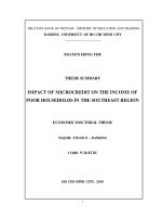 Economic doctoral thesis: Impact of Microcredit on the Income of Poor Households in the Southeast Region