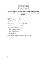 Đề tài khoa học: Nghiên cứu xác định hệ thống thông tin thống kê cấp tỉnh, thành phố để tính các chỉ tiêu thống kê quốc gia