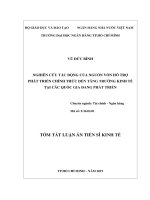 Tóm tắt luận án Tiến sĩ Kinh tế: Nghiên cứu tác động của nguồn vốn hỗ trợ phát triển chính thức đến tăng trưởng kinh tế tại các quốc gia đang phát triển