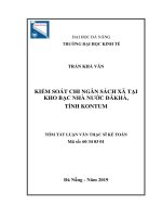 Tóm tắt luận văn Thạc sĩ: Kiểm soát chi ngân sách xã tại kho bạc nhà nước ĐăkHà