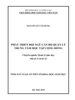 Tóm tắt Luận án Tiến sĩ Khoa học giáo dục: Phát triển đội ngũ cán bộ quản lý trung tâm học tập cộng đồng