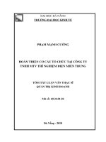 Tóm tắt luận văn Thạc sĩ Quản trị kinh doanh: Hoàn thiện cơ cấu tổ chức tại Công ty TNHH MTV thí nghiệm điện miền Trung