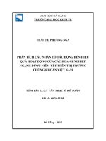 Tóm tắt luận văn Thạc sĩ: Phân tích các nhân tố tác động đến hiệu quả hoạt động của các doanh nghiệp ngành dược niêm yết trên thị trường chứng khoán Việt Nam