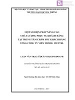 Luận văn thạc sĩ  Một số biện pháp nâng cao chất lượng phục vụ khách hàng tại Trung tâm chăm sóc khách hàng Viettel